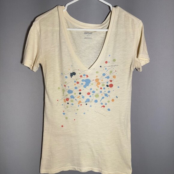 Aerie 'All Over the Place' V-Neck T-Shirt, Womens Size XSmall - Picture 1 of 6